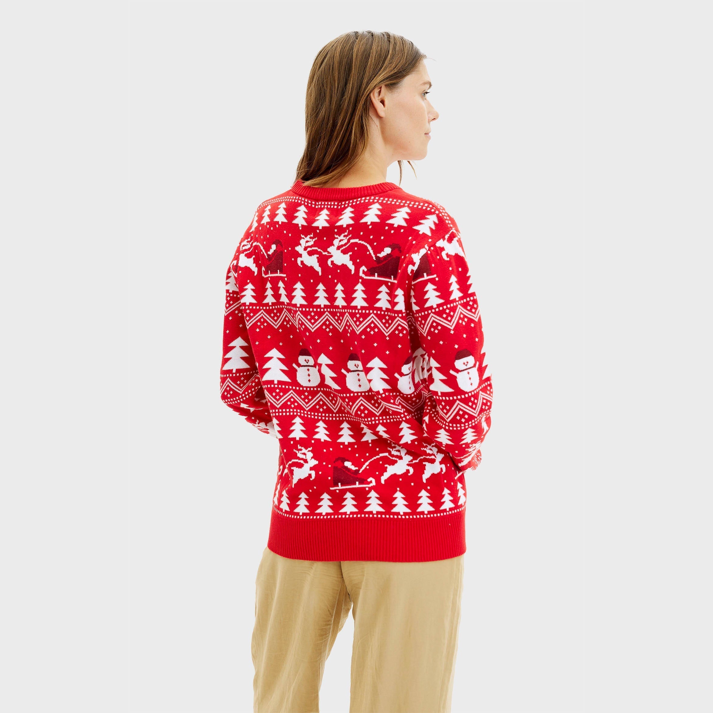 Der Stilvolle Weihnachtspullover rot - Damen.